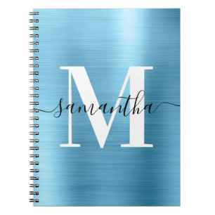 Cuaderno Monograma negro y blanco Relieve metalizado azul d