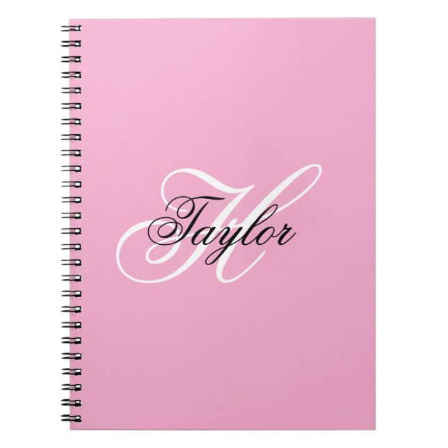 Cuaderno Monograma negro y blanco rosado (Frente)