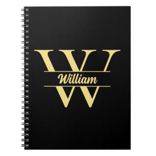 Cuaderno Monograma negro y dorado Escritura inicial elega