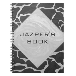 Cuaderno Monograma negro y gris claro de la jirafa