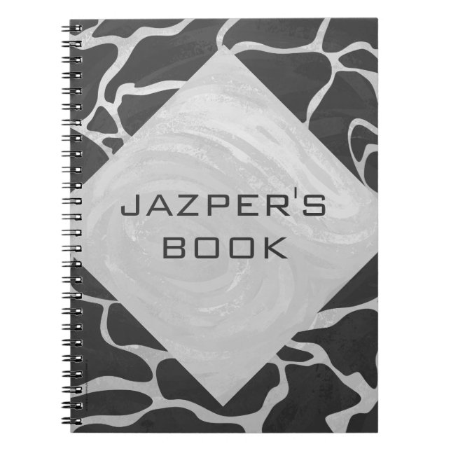 Cuaderno Monograma negro y gris claro de la jirafa (Frente)