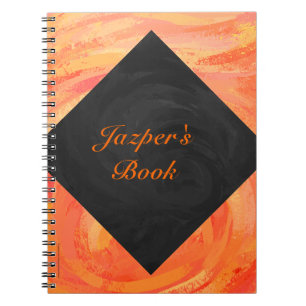 Cuaderno Monograma negro y Naranja del lago de fuego