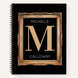 Cuaderno Monograma negro y oro de moda