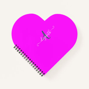 Cuaderno Monograma neón fluorescente rosa