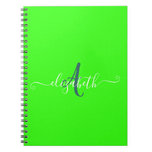 Cuaderno Monograma neón fluorescente verde