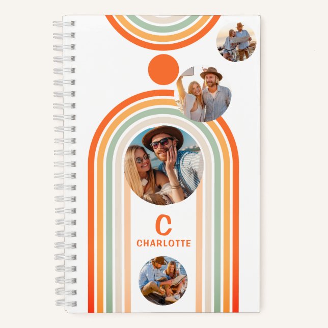 Cuaderno Monograma Nombre Arco Boho Varias Fotos Trendy Fem (Anverso)