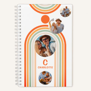 Cuaderno Monograma Nombre Boho Arco Multi Foto Tendencia Fe