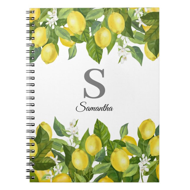 Cuaderno Monograma Nombre del cítrico limón (Frente)
