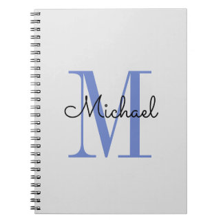 Cuaderno Monograma Nombre del niño Azul Inicial Negro