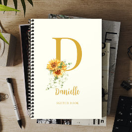 Cuaderno Monograma nombre esquema floral moderno