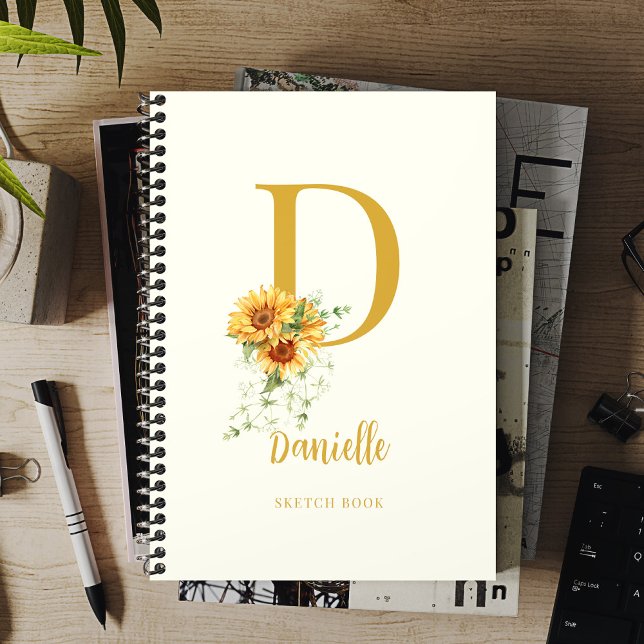 Cuaderno Monograma nombre esquema floral moderno (Subido por el creador)