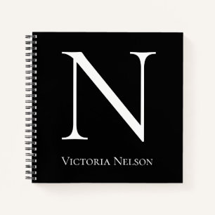 Cuaderno Monograma Nombre inicial personalizado moderno