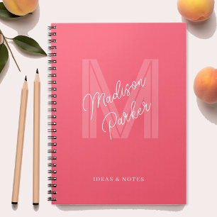 Cuaderno Monograma nombre inicial rosa personalizado