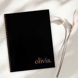 Cuaderno Monograma Nombre moderno simple oro negro elegante