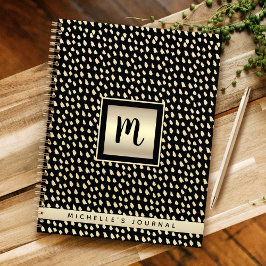 Cuaderno Monograma nombre oro negro Relieve metalizado escr