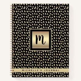 Cuaderno Monograma nombre oro negro Relieve metalizado escr
