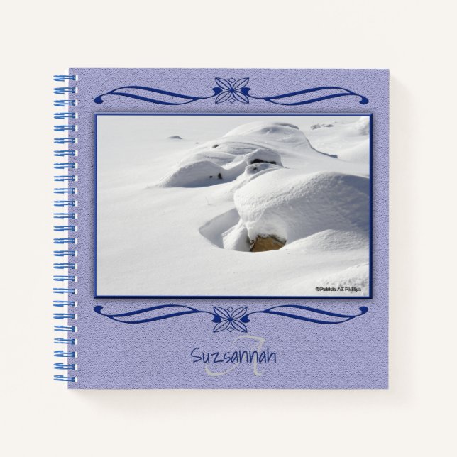 Cuaderno Monograma Nombre personalizado Nieve Deslizamiento (Anverso)