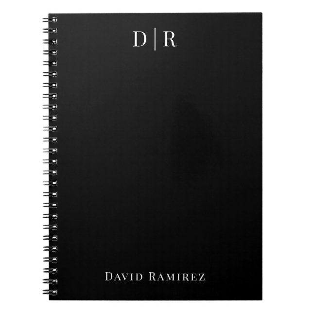 Cuaderno Monograma Nombre Personalizado Profesional Mínimo (Frente)