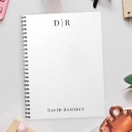 Cuaderno Monograma Nombre Personalizado Profesional Mínimo