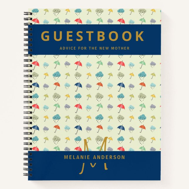 Cuaderno Monograma Nuevo consejo de la madre Baby Shower Li (Anverso)