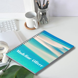 Cuaderno Monograma Océano Blue Sea Beach Moderno