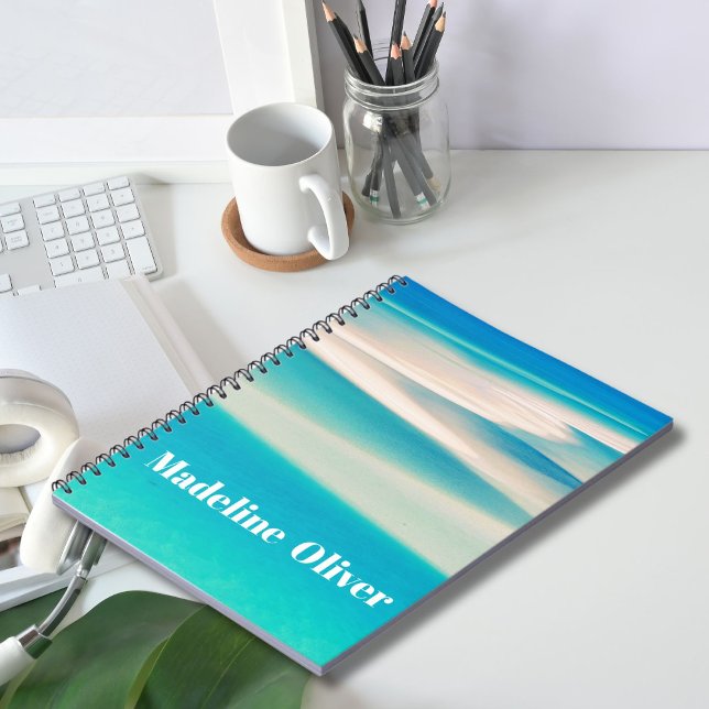 Cuaderno Monograma Océano Blue Sea Beach Moderno (Subido por el creador)
