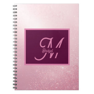 Cuaderno Monograma ombre de chica rosa femenino suave con d