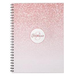 Cuaderno Monograma Ombre Rosa Purpurina Oro Rosa Personaliz