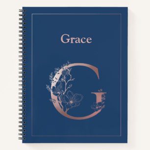 Cuaderno Monograma oro Rosa personalizado inicial G