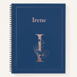 Cuaderno Monograma oro Rosa personalizado inicial I