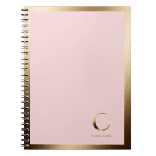 Cuaderno Monograma oro simple enmarcado Rosa