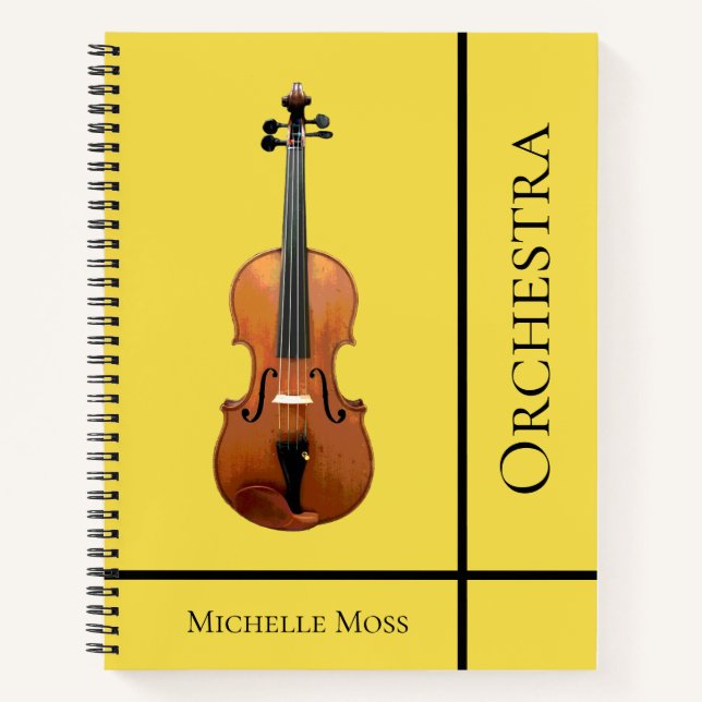 Cuaderno Monograma Orquesta de Violín Amarillo (Anverso)