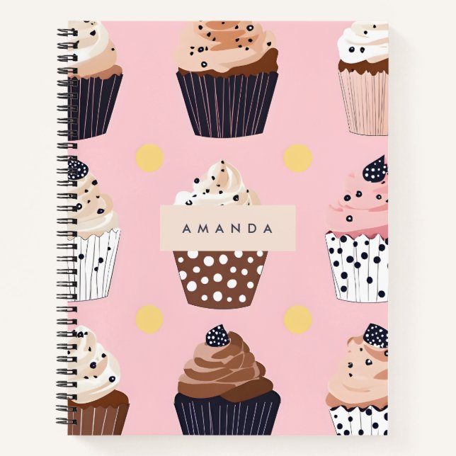 Cuaderno Monograma pastel dulce personalizado (Anverso)