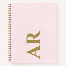 Monograma Pastel Rosa Dorado Iniciales Minimalista