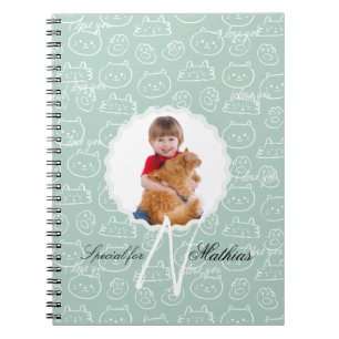 Cuaderno Monograma Patrón de Gato Personalizado con la Foto