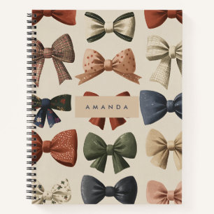 Cuaderno Monograma Patrón de reverso retro personalizado