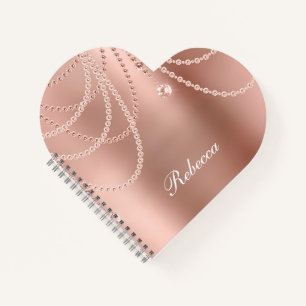 Cuaderno Monograma Perlas de Oro Rosa Diamantes Brillante G