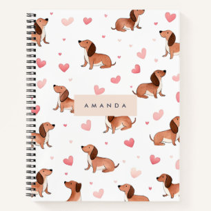 Cuaderno Monograma Perro Cute Dachshund Personalizado