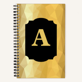 Cuaderno Monograma personal negro de lujo metálico dorado
