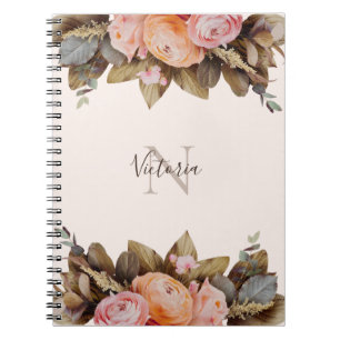 Cuaderno Monograma personal Rosa floral