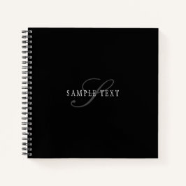 Cuaderno Monograma Personalizable elegante | Blanco gris ne