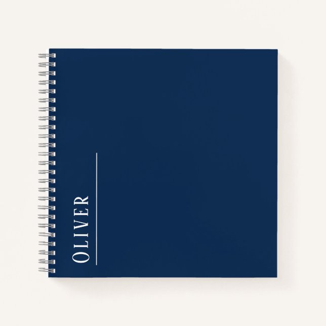 Cuaderno Monograma personalizado, azul oscuro moderno (Anverso)