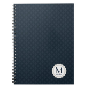 Cuaderno Monograma personalizado azules marinos clásicos