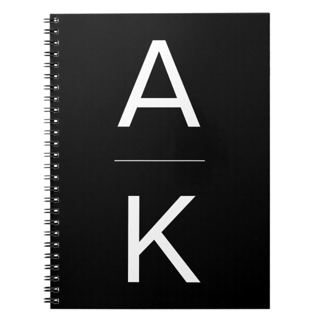 Cuaderno Monograma personalizado blanco y negro (Frente)