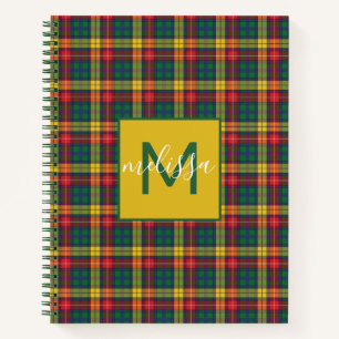 Cuaderno Monograma personalizado Buchanan Tartan Plaid