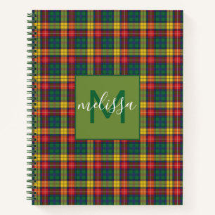 Cuaderno Monograma personalizado Buchanan Tartan Plaid
