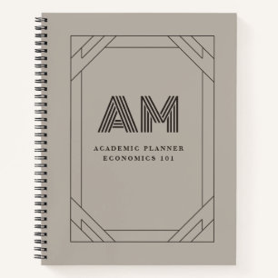Cuaderno Monograma Personalizado Café y Taupe Vintage