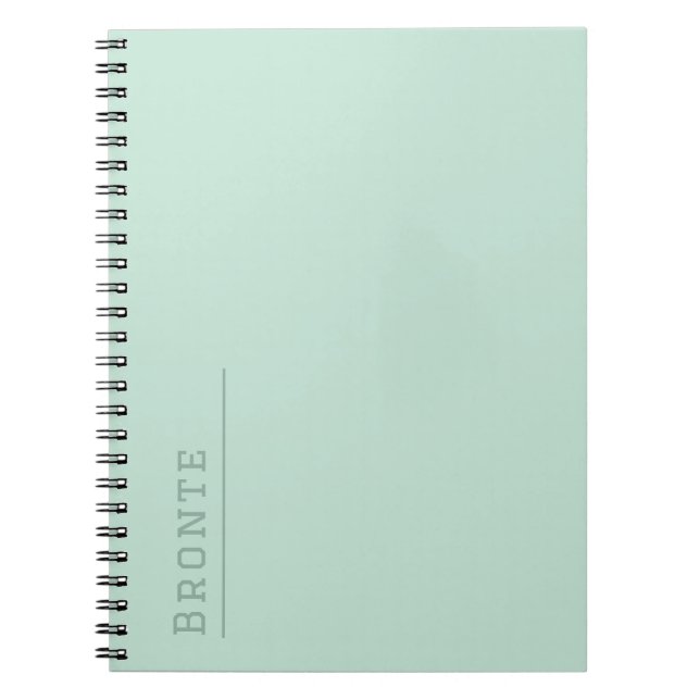 Cuaderno Monograma personalizado, color de moda verde Minty (Frente)