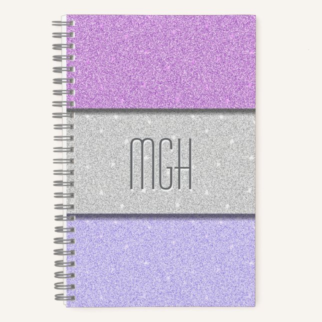 Cuaderno Monograma Personalizado con Brillo Falso (Anverso)
