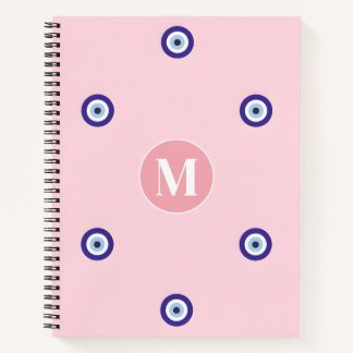 Cuaderno Monograma Personalizado con Patrón de Ojo Malo Ros
